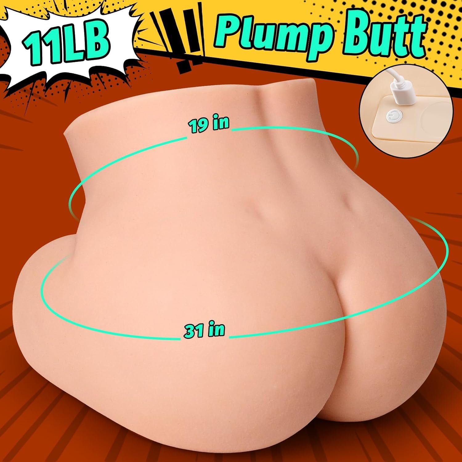 Vibrating Sex Doll, Twerking Male Masturbator, 11LB with Super Soft Jelly Material, 6 Vibrating Modes and Plump Butt Stroker with Tight Vaginal Anal, Life-Sized Ass Masturbator Sex Toys for Men - Image 4