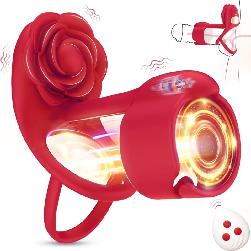 Vibrating Cock Ring Penis Sleeve with Rose Clitoral Stimulator, RIDMII 3 in 1 Penis Ring Vibrator Couples Adult Sex Toys for Men Women, Male Female Couple Sex Toy with G Spot Clitoris Vibrator