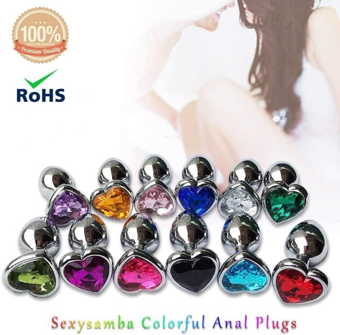 3Pcs Set Luxury Metal Butt Toys Heart Shaped Anal Trainer Jewel Butt Plug Kit S&M Adult Gay Anal Plugs Woman Men Sex Gifts Things for Beginners Couples Large/Medium/Small,Red - Image 3