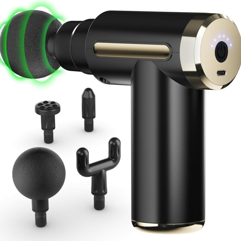 cotsoco Massage Gun Deep Tissue for Pain Relief with 4 Massage Heads & 6 Speeds, Electric Mini Handheld Body Massager for Any Pain Relief, Best Gifts for Dad and Mom