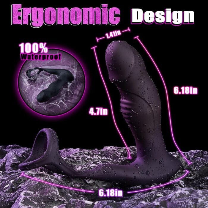 Male Anal Vibrator Prostate Massager Toys with Cock Ring, 9 Swing Thrusting & Vibrating Remote Control Anal Plug Dildo Vibrator, Adult Male Sex Toys for Beginner&Advanced Player Gay Toy for Men Couple - Image 7