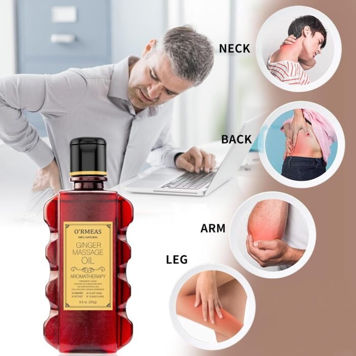 Ginger Massage Oil for Relaxing Muscles Massage Oil for Massage Body Oil for Skin Moisturizing for Men and Women 8.8 oz - Image 2