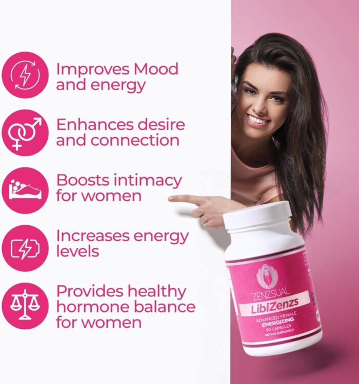 ZENZSUAL Libizenzs – Energy Supplement for Women Caffeine Free – Natural Blend with Ginseng, Maca Root, Ashwagandha - Increases Energy, Natural Stress Relief, Focus and Vitality (90 Capsules) - Image 4