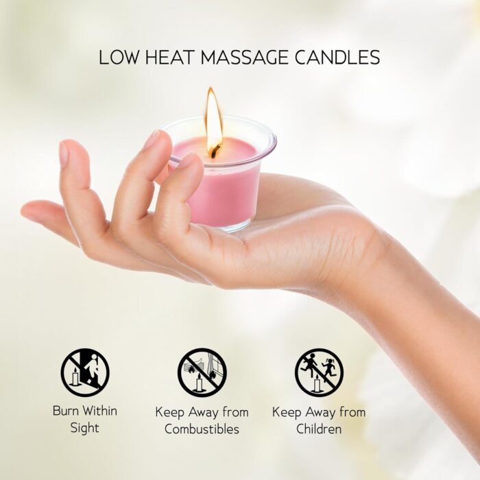 HOT Flowers Strawberry-Champagne Body Massage Candle - Kissable with Pheromones - Coconut Oil Cocoa Butter Beeswax Made - Low Heat Temp, Skin Safe Moisturize - 40g (1) - Image 6