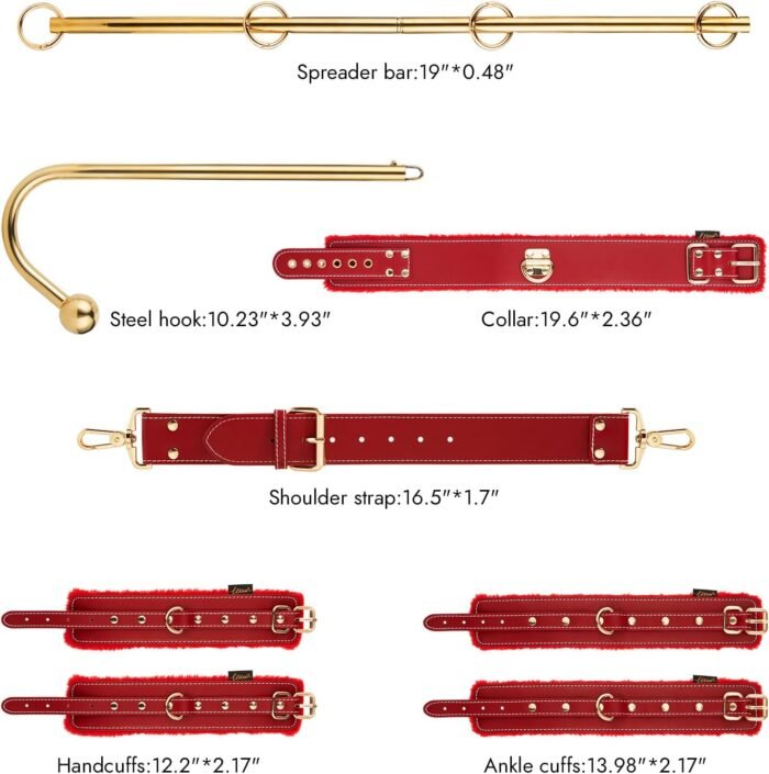 Anal Hook BDSM Sex Bondage - UTIMI Bed Restraint Kit with Adjustable Handcuffs Collar Ankle Cuffs Leather Furniture Restraint Set with Anal Ball | Adult Sex Toys for Couple Foreplay - Image 6