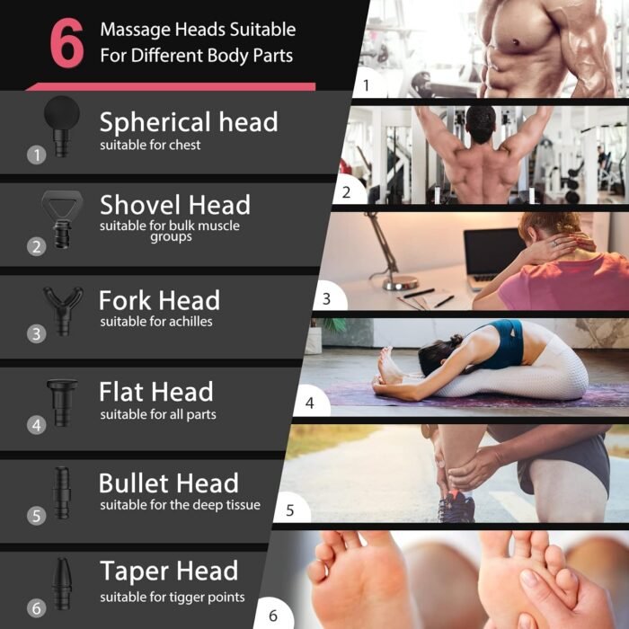 Massage Gun Deep Tissue - Prime Delas Electric Muscle Back Massage Gun-Gifts for Boyfriend Him Her,Mothers Fathers Birthday Gifts for Women Mom (Gray) - Image 3