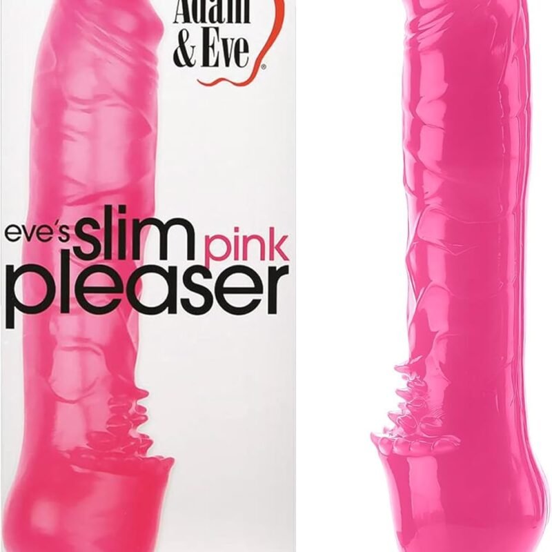 Adam and Eve Slim Pink Pleaser Vibrator Dildo, Realistic Battery Operated Thrusting Stimulator, Insertable Female Sex Toy, Waterproof & Powerful Vibration for Clitoral, Anal, & G Spot, Valentine's Day