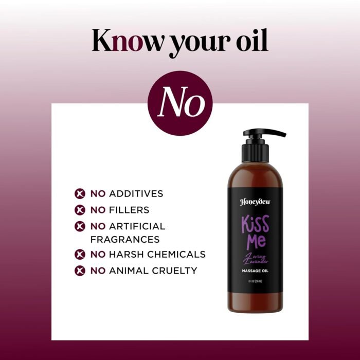 Tempting Lavender Massage Oil for Couples - Aromatherapy Sensual Massage Oil for Date Night with Lavender Essential Oil and Sweet Almond Oil - Vegan Non Staining Non Greasy Smooth Gliding Formula - Image 3