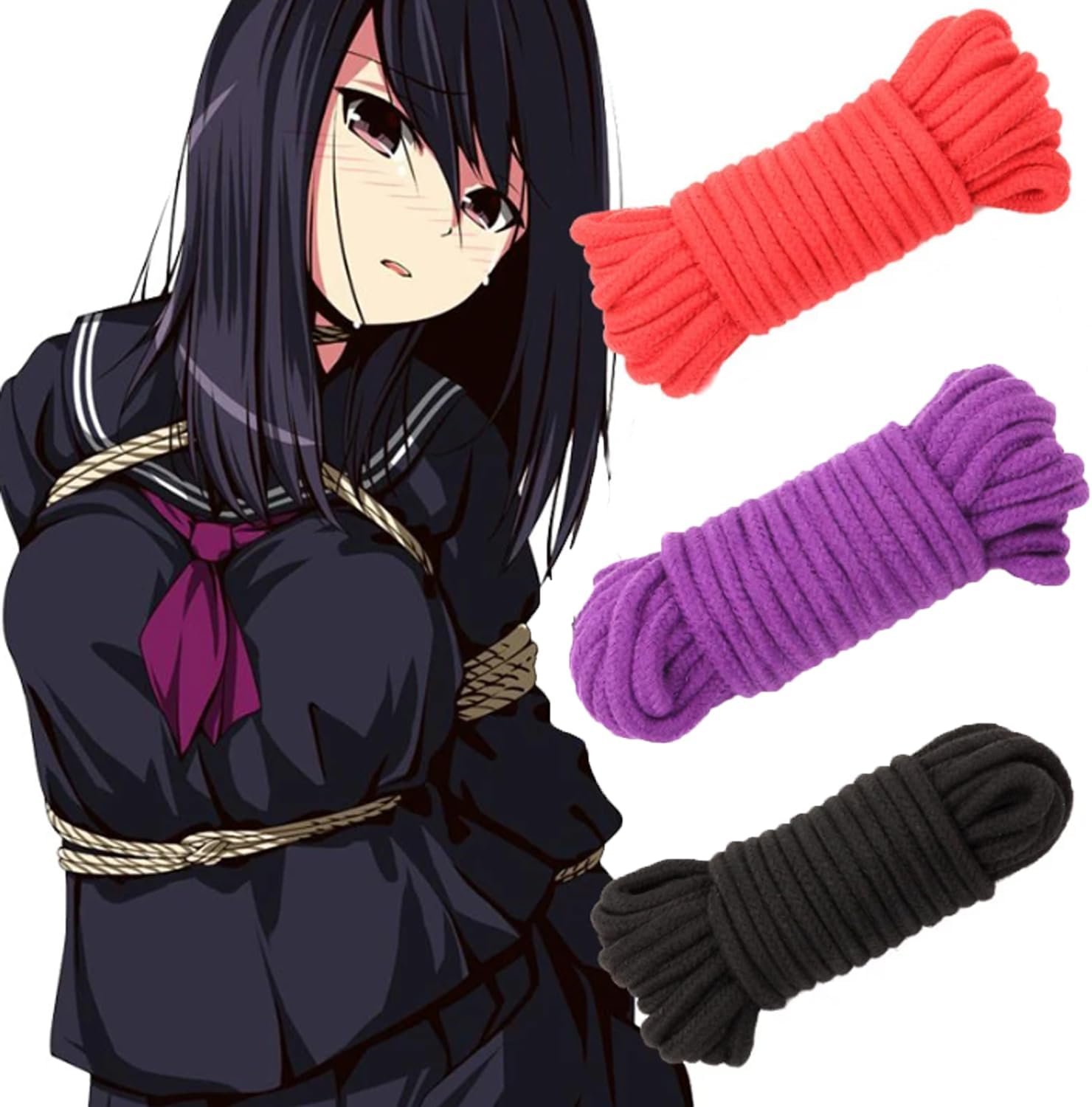 Bondage Restraints Sex Rope BDSM Kit for Women Sex Toys, 3Pack BDSM Bondage Rope Adult Sex Toys, Cotton Sex Rope BDSM Toys Sex Kit Bondage Gear & Accessories, Sex Restraints Adult Toys for Women Men - Image 5