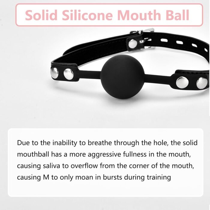 Leather Restraints Ball Mouth Plug Silicone Bondage Ball Gag Silicone Bondage Ball Gag for Sex, BDSM Restraints Toys Sex Gag Muzzles (B3) - Image 3