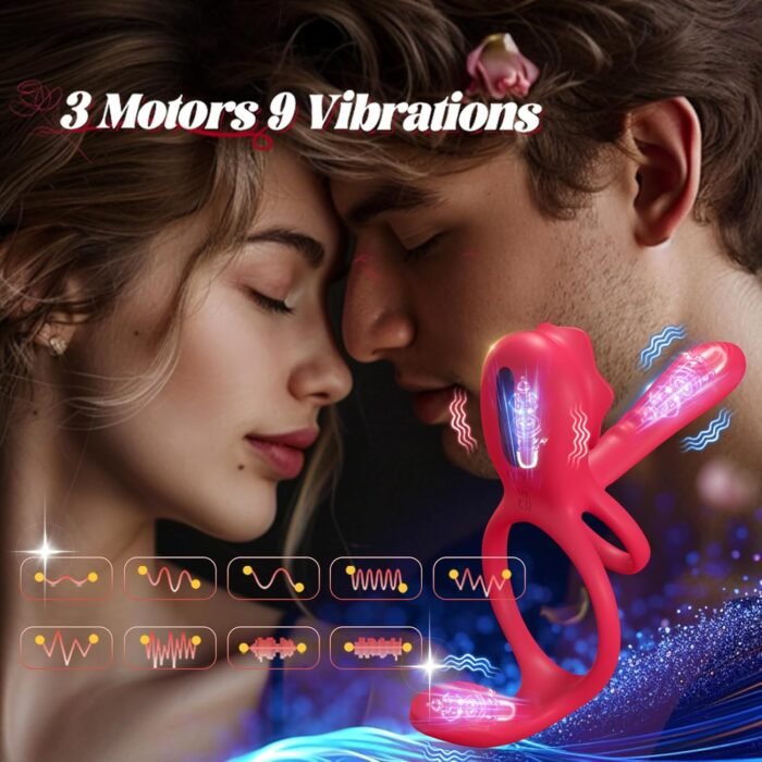 Vibrating Cock Ring Penis Sleeve with Rose Clitoral Stimulator, Penis Ring Vibrator Couples Adult Sex Toys for Men Women, Penis Extender for Penis Testicles Taint G Spot, Healexcer Male Couple Sex Toy - Image 5