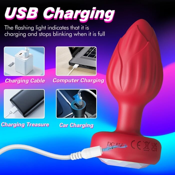 Anal Plug Vibrator Couples Sex Toys for Women, Light Up Vibrating Butt Plug with 10 Vibrations Adult Toys, Women Rose Sex Toys Anal Vibrators - Image 5