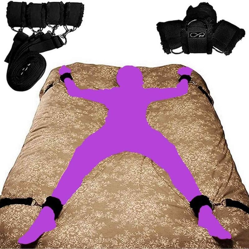 Bed Restraint for Queen Size Bed Straps Adult Play King Mattress Bed Sex Tie Down for Adults Couples Sexy Handcuffs Set Naughty for Bedroom Sex Ties Restraints for Ankle Wrist Bar Women Toys Sweater