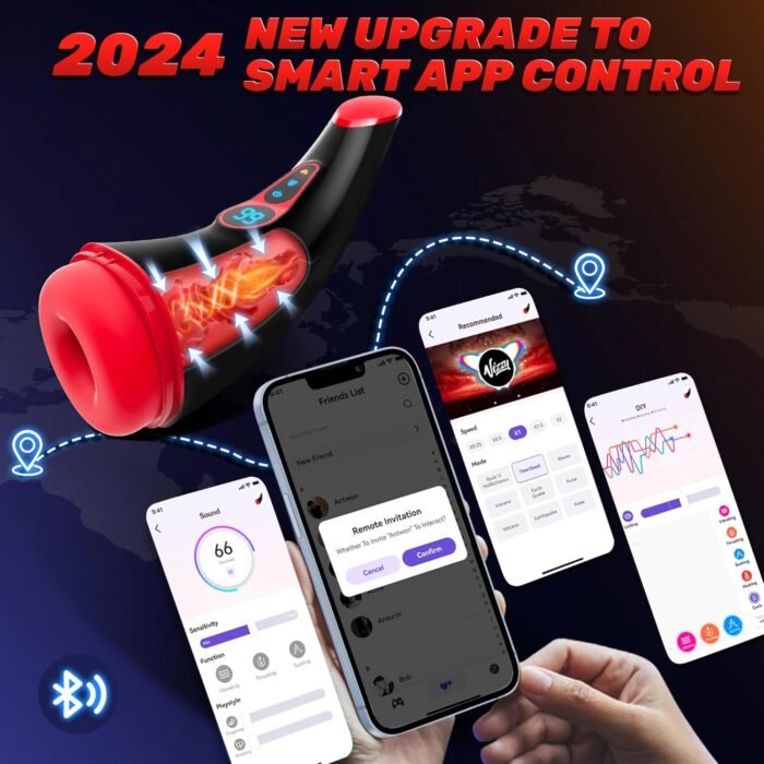 Sex Toys for Men Male Masturbator - APP Control Adult Toys Male Masturbators Penis Pump with 9 Sucking & 9 Vibrating, 3D Textured Sleeve Heating Blowjob Mens Sex Toy, LCD Display Pocket Pussy for Men - Image 2