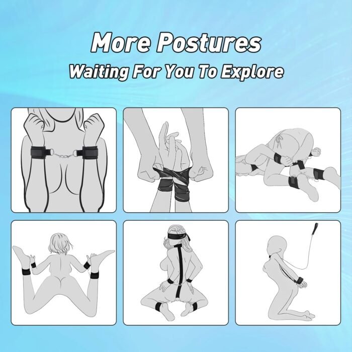 BDSM Bondage Sex Toys Kit, Bondage Gear & Accessories with Traction Chain Blindfold, Restraints SM Game Couples Sex Toys Role Play Toy - Image 2