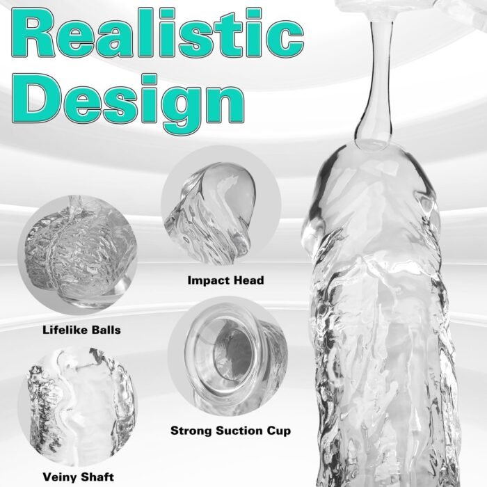 Clear Realistic Dildo, 8.55 Inch Feels Like Skin Body-Safe Material, with Strong Suction Cup for Hands-Free Play, Adult Sex Toys Suitable for Women Men Gay ＆ Couple - Image 3