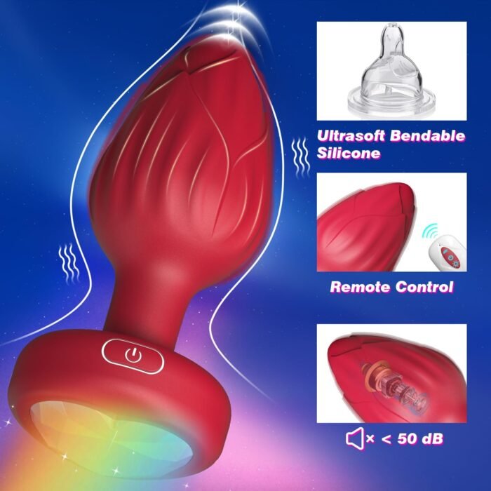 Anal Plug Vibrator Couples Sex Toys for Women, Light Up Vibrating Butt Plug with 10 Vibrations Adult Toys, Women Rose Sex Toys Anal Vibrators - Image 6