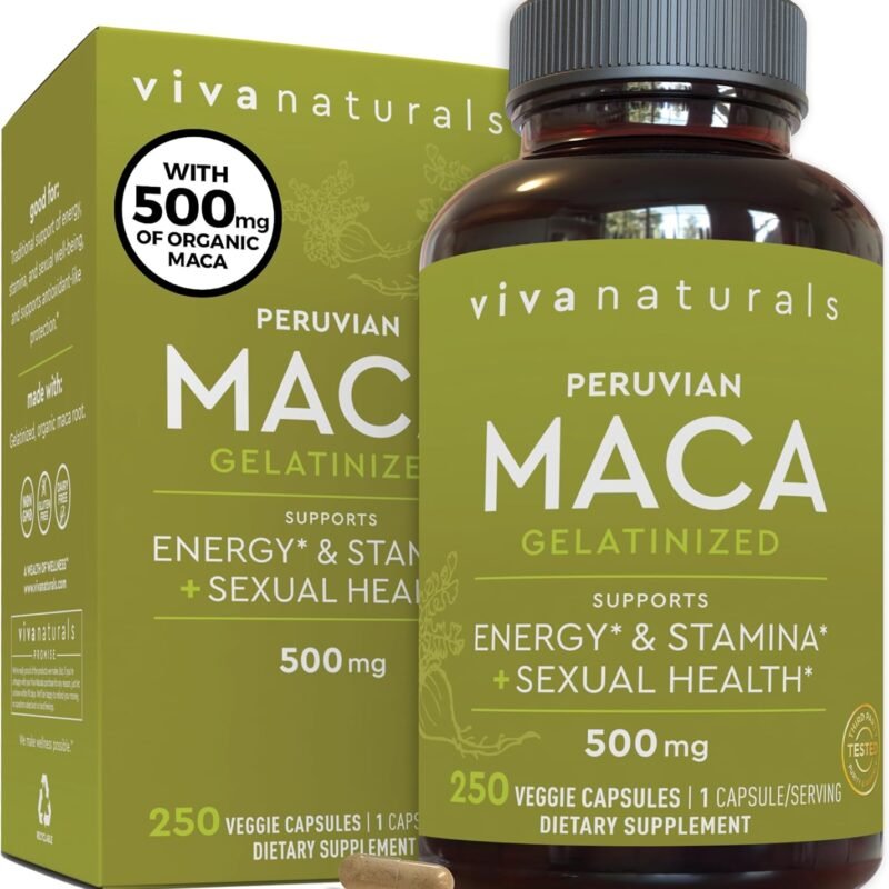 Peruvian Maca Root Supplement for Women & Men, 500mg - Traditionally Used to Support Sexual Well-Being, Stamina & Endurance - 250 Yellow Maca Root Powder Capsules