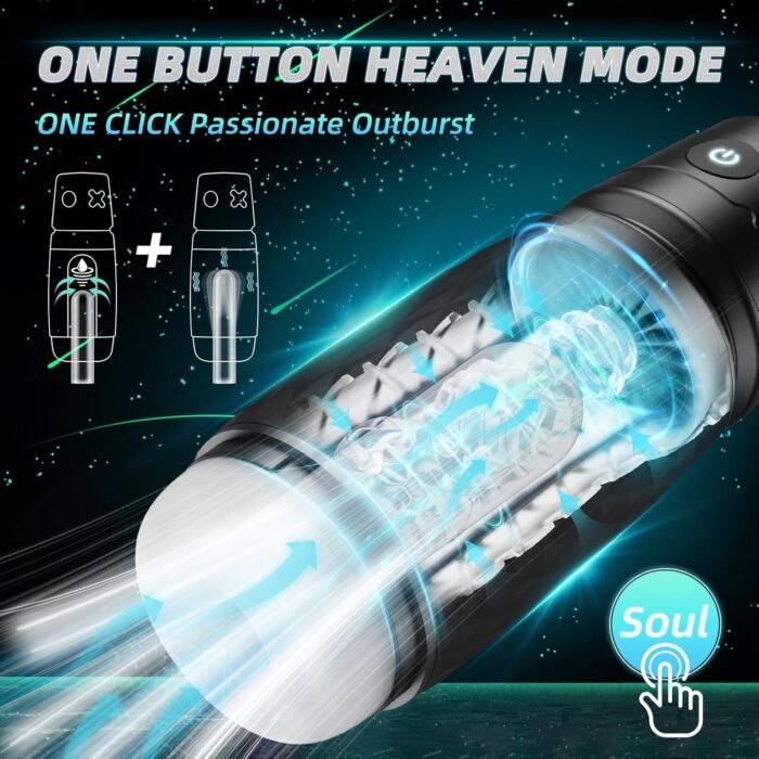 Male Masturbator Sex Toys for Men - Male Sex Toy Penis Pump with 3 Suctions & 4 Vibrations, Mens Hands Free Masturbators Blowjob Adult Toys with 3D Sleeve, Ergonomic Shell Male Stroker(Black) - Image 3