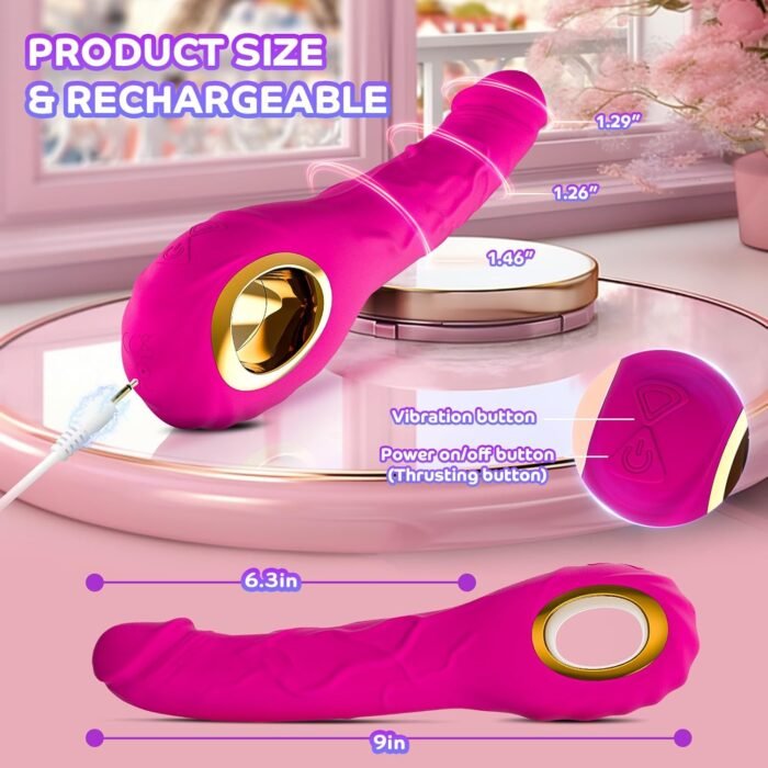 2024 Upgraded G spot Vibrator Womens Sex Toy, Pramtme 9″ Realistic Thrusting Dildo Vibrator with 10 Thrusting & 10 Vibration Patterns, Female Vibrator Adult Sex Toys for Women, Sex Machine (Hot Pink) - Image 7