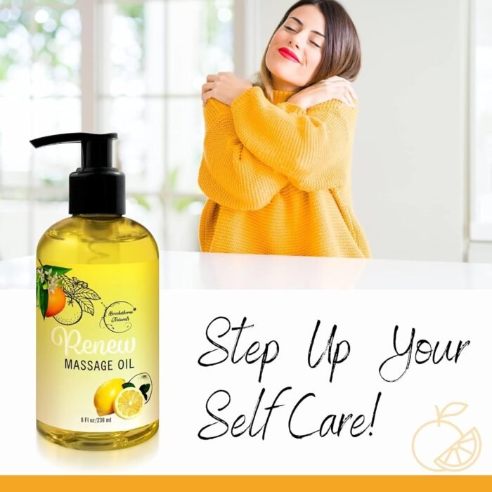 Renew Massage Oil with Orange, Lemon & Peppermint Essential Oils - Great for Massage Therapy or Home use. Ideal for Full Body – with Almond, Grapeseed & Jojoba – by Brookethorne Naturals - Image 3