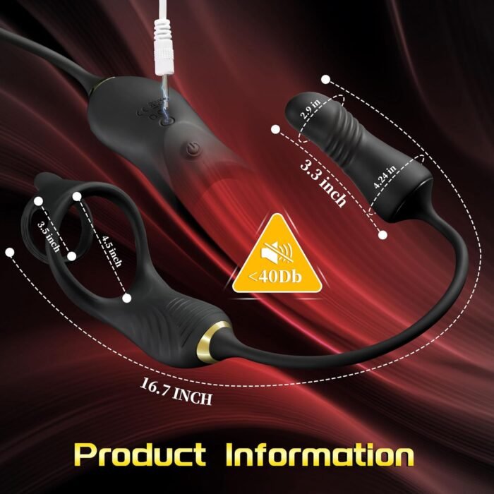 Thrusting Prostate Massager Anal Vibrator, Male Prostate Toy with Vibrating Penis Ring, Gay Sex Toys for Men P Spot Stimulation with 10 Thrusting Vibrating Modes, Anal Butt Plug Cock Rings with Remote - Image 7