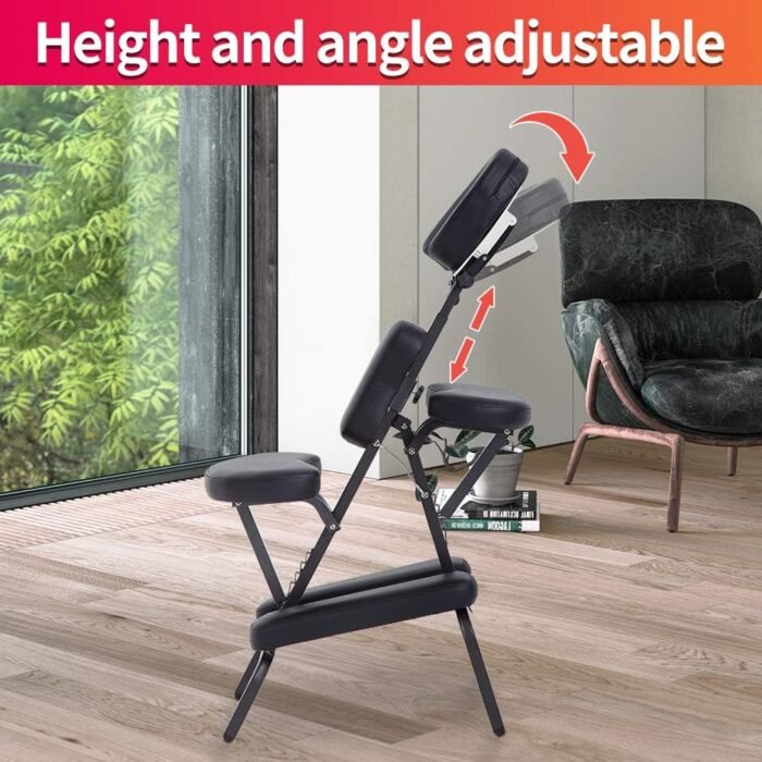 Portable Massage Chair for Tattoo and Spa Foldable Massage Therapy Chair with Adjustable Face Cradle High-Density Cushion Lightweight Design with Carrying Bag Ideal for Salon Use (Black) - Image 7