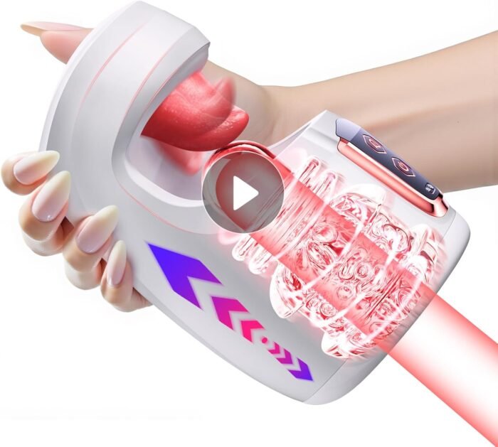 Male Masturbator Sex Toys for Men - Male Sex Toys with 10 Thrusting & 10 Real Tongue Licking Modes Blowjob Sex Machine Stroker for Training Stimulation Increase Endurance, Sex Toys for Men Pleasure