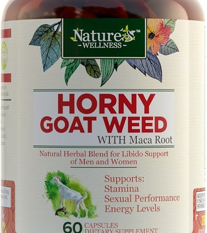 Horny Goat Weed Extract with Maca, Tribulus, L-Arginine, Ginseng - Enhance Energy & Performance for Men & Women - Boost Libido, Stamina & Sexual Health - 1000 mg Epimedium with Icariins Supplement