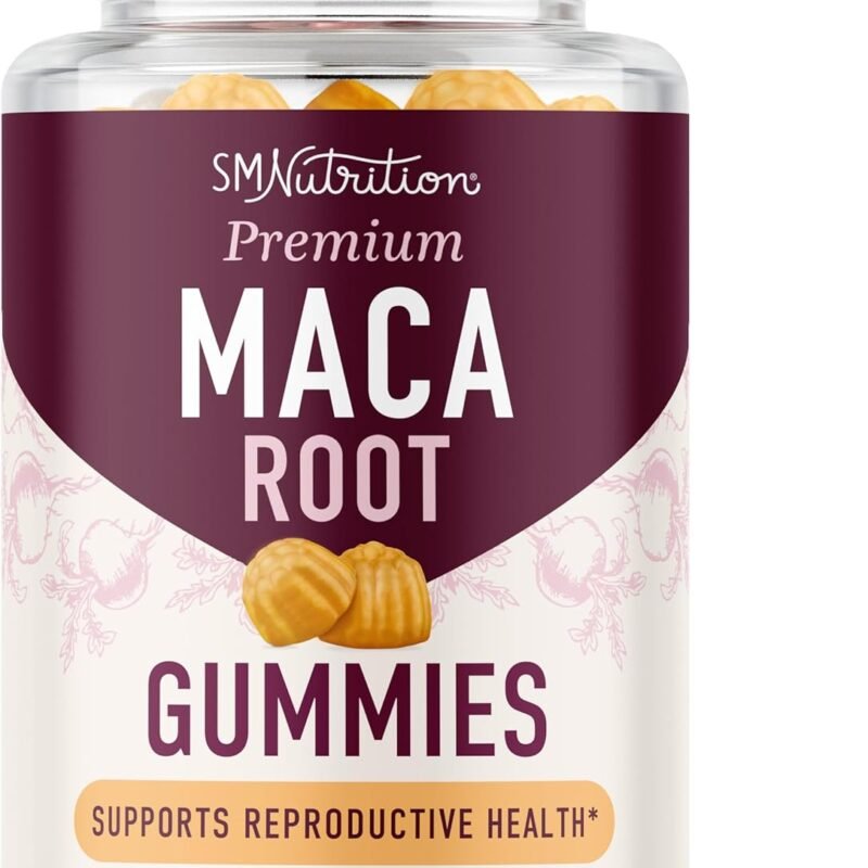 Maca Root Gummies with Natural Peach Flavor | Drive, Performance & Energy Support | Hormone Balance for Women and Men | Herbal Supplements 200MG Extra Strength | Vegetarian, Non-GMO | 60 Gummies