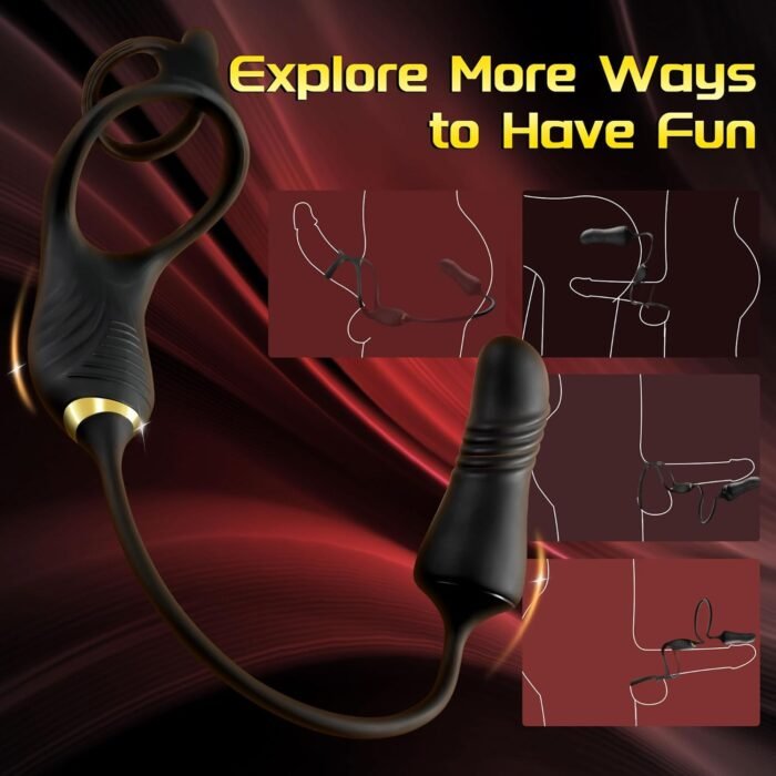 Thrusting Prostate Massager Anal Vibrator, Male Prostate Toy with Vibrating Penis Ring, Gay Sex Toys for Men P Spot Stimulation with 10 Thrusting Vibrating Modes, Anal Butt Plug Cock Rings with Remote - Image 5