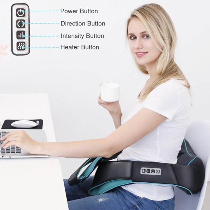 Mo Cuishle Shiatsu Back Shoulder and Neck Massager with Heat, Electric Deep Tissue 4D Kneading Massage, Best Gifts for Women Men Mom Dad, Fathers Day, Mothers Day, Christmas Gifts - Image 3