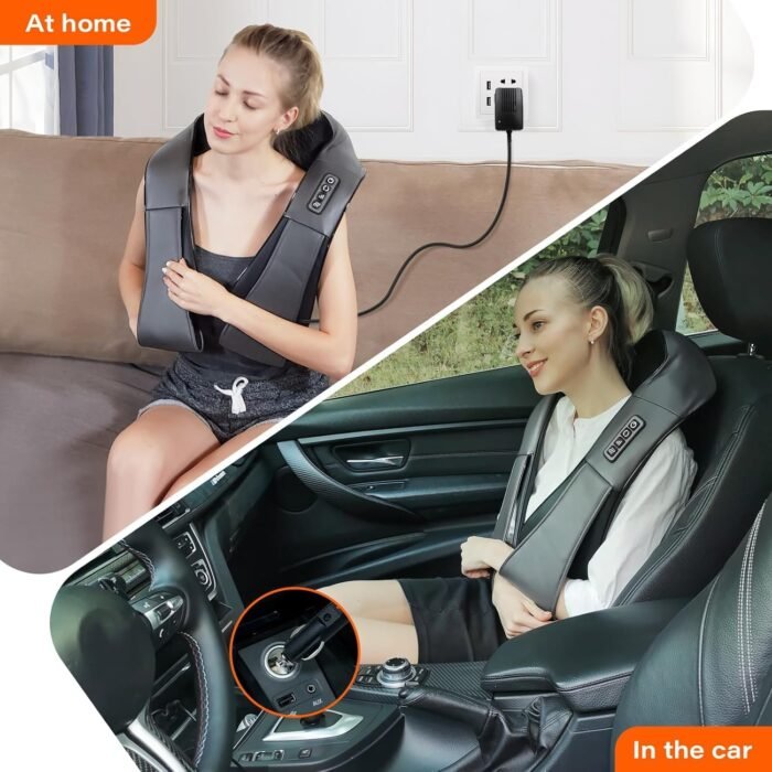 Shiatsu Neck Massager, Electric Neck and Back Massager with Heat, 3D Kneading Massage Pillow for Neck, Back, Shoulder, Muscle Pain Relief, Office & Home & Car Use, Fits for Parents (Gray-button) - Image 6