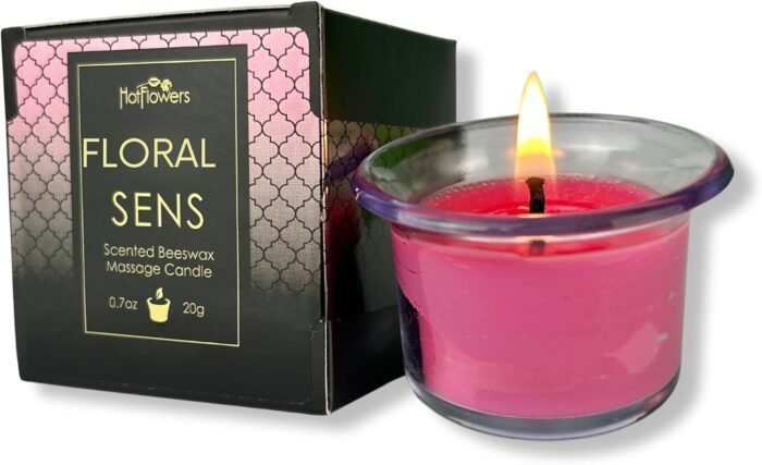 HOT Flowers Love Body Massage Candle – Beeswax Coconut Oil Cocoa Butter Made - Sweet Floral Fragrance - Low Heat Oil Warmer - 20g (1)