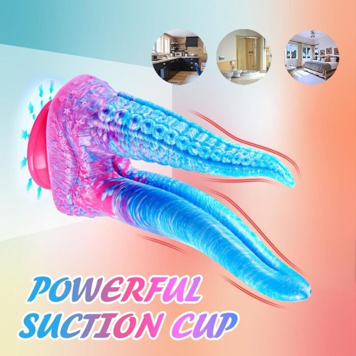 7.9" Small Double Head Tentacle Dildo with Tongue, Silicone Dual Monster Alien Anal Dildo Suction for Lesbian Beginner, Double Sided Fantasy Cute Prostate Shower Dildo Adult Sex Toy for Women Men Gay - Image 2