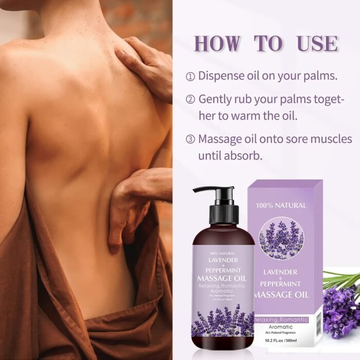 Lavender Massage Oil for Calming, Soothing and Relaxing Muscles Massage Oil for Massage Ideal Body Oil for Skin Moisturizing for Men and Women - Image 6