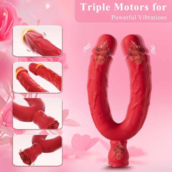 Double Dildo Lesbian Sex Toys 3 in 1 Realistic Dildo for 10 Vibrating Modes, Adult Sex Toy for Stimulation with G Spot Anal Prostate Strapless Realistic Silicone Massager for Men Women Games - Image 5