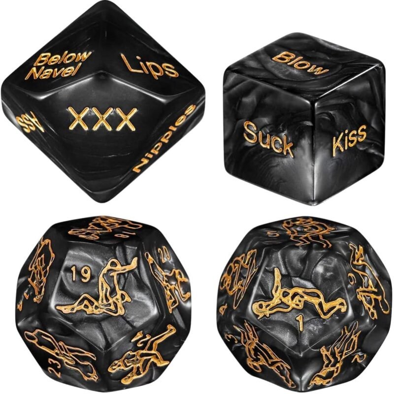 Sex Dice for Couples Naughty Sex Dice for Couples Game Sex Dice Games for Adults Bedroom Acrylic Dice Set Dice Games 4PCS Black Sweater ER-D2