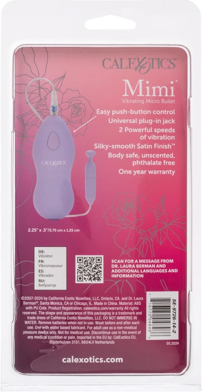 CalExotics Dr. Laura Berman Intimate Basics Mimi - Waterproof Bullet Vibrator - Adult Toys for Couples - Pocket Massager - Purple - Image 6