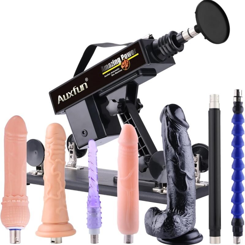 AUXFUN Sex Machine Love Machine Fuck Machine with Suction Cup Adapter,Automatic Dildo Machine Thrusting Machine with 3 XLR Connector,Fucking Machine Couple Sex Toys 8 Attachments for Male and Female