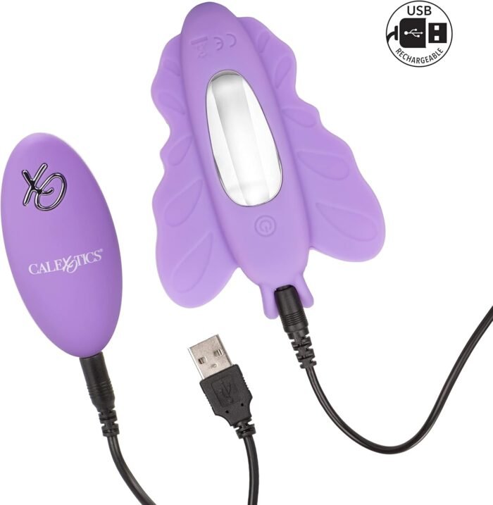 CalExotics Venus Butterfly Silicone Remote Rocking Penis – Hands Free Strap On Personal Massager Probe with Controller – Waterproof Adult Vibrator Sex Toy for Couples - Purple - Image 5