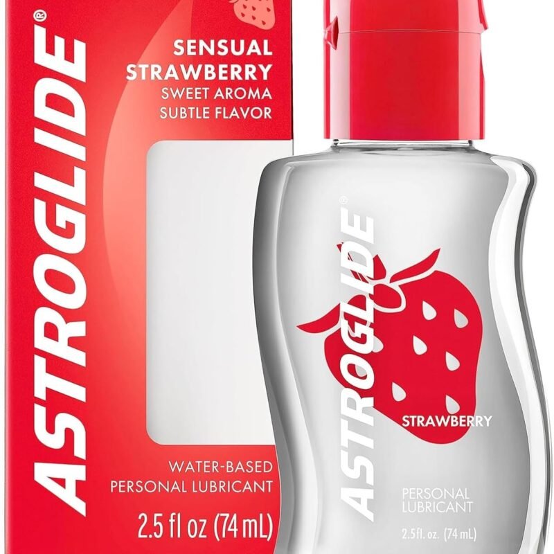 Astroglide Water Based Flavored (2.5oz), Edible Strawberry Personal Lubricant for Men, Women and Couples, Travel-Friendly Size