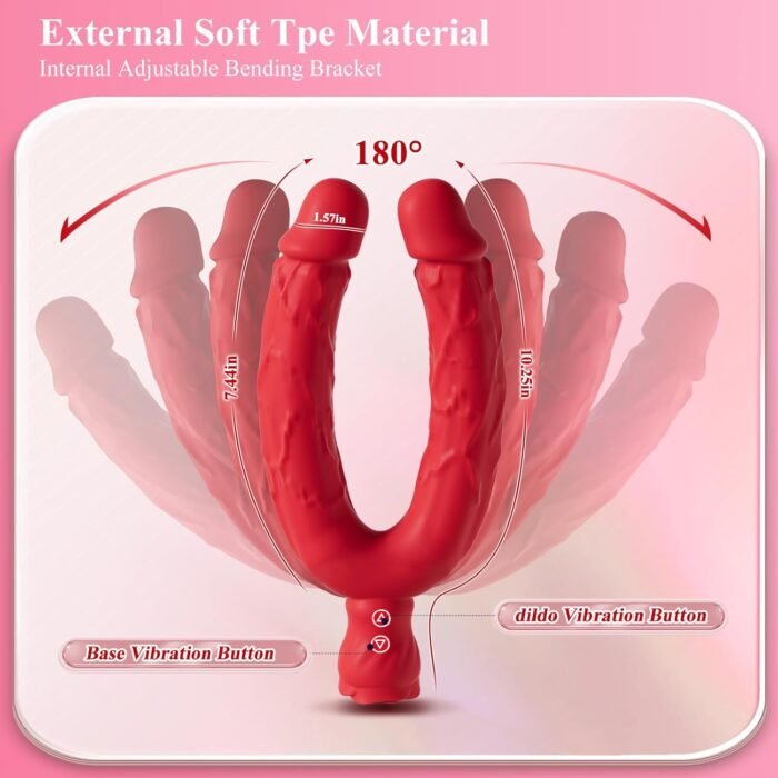 Double Dildo Lesbian Sex Toys 3 in 1 Realistic Dildo for 10 Vibrating Modes, Adult Sex Toy for Stimulation with G Spot Anal Prostate Strapless Realistic Silicone Massager for Men Women Games - Image 4