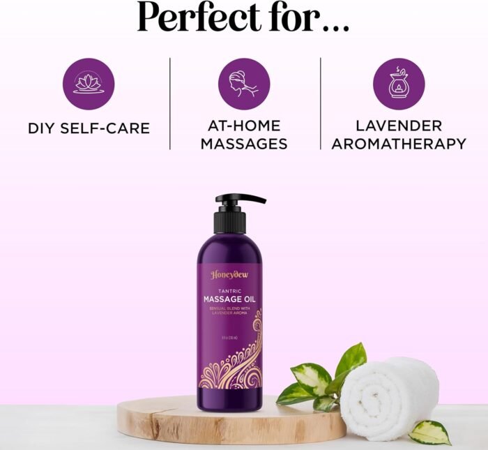Lavender Massage Oil for Couples Relaxation - Non Greasy Non Staining Irresistibly Silky Full Body Massage Oil for Massage Therapy with Lavender Essential Oil - Therapeutic Grade Non GMO and Vegan - Image 6