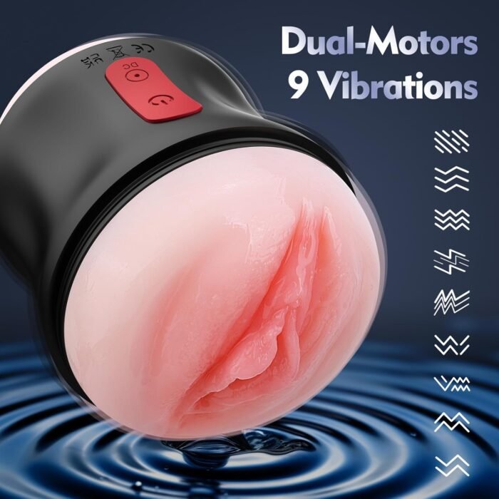 Adult Sex Toys Male Masturbator- Open Ended Powerful Vibration Pocket Pussy for Men, Male Stroker Vibrator Lifelike Vaginal Anal Blowjob Toy with 9 Modes, Plump and Soft Fleshy Realistic Masturbation - Image 2