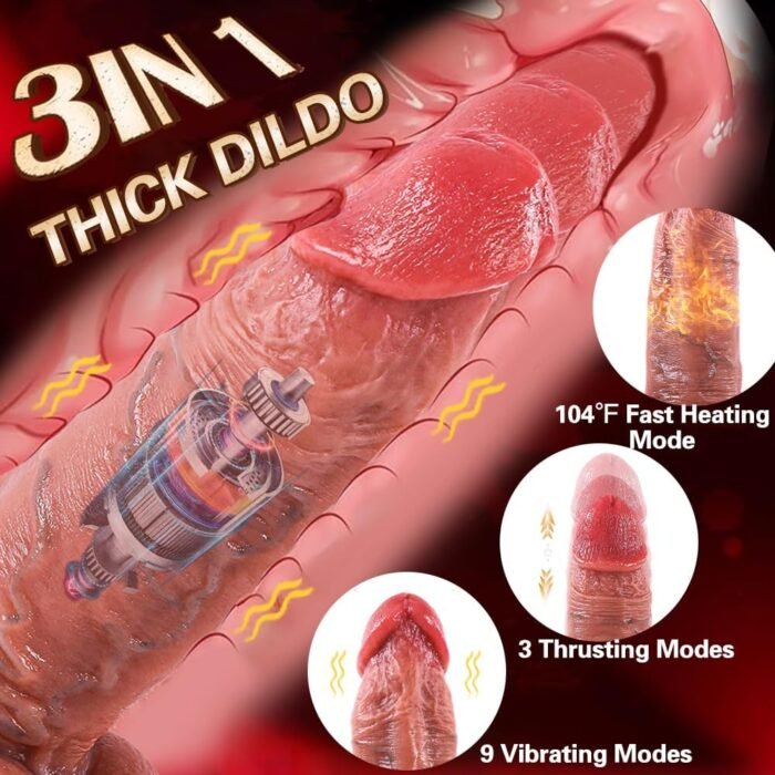 2.05'' Diameter Thick Thrusting Dildo Vibrator,Realistic Heated Silicone Dildo with 3 Thrusting & 9 Vibration Modes, Remote Control Adult Sex Toys for G Spot & Anal Play Cobulipo - Image 3