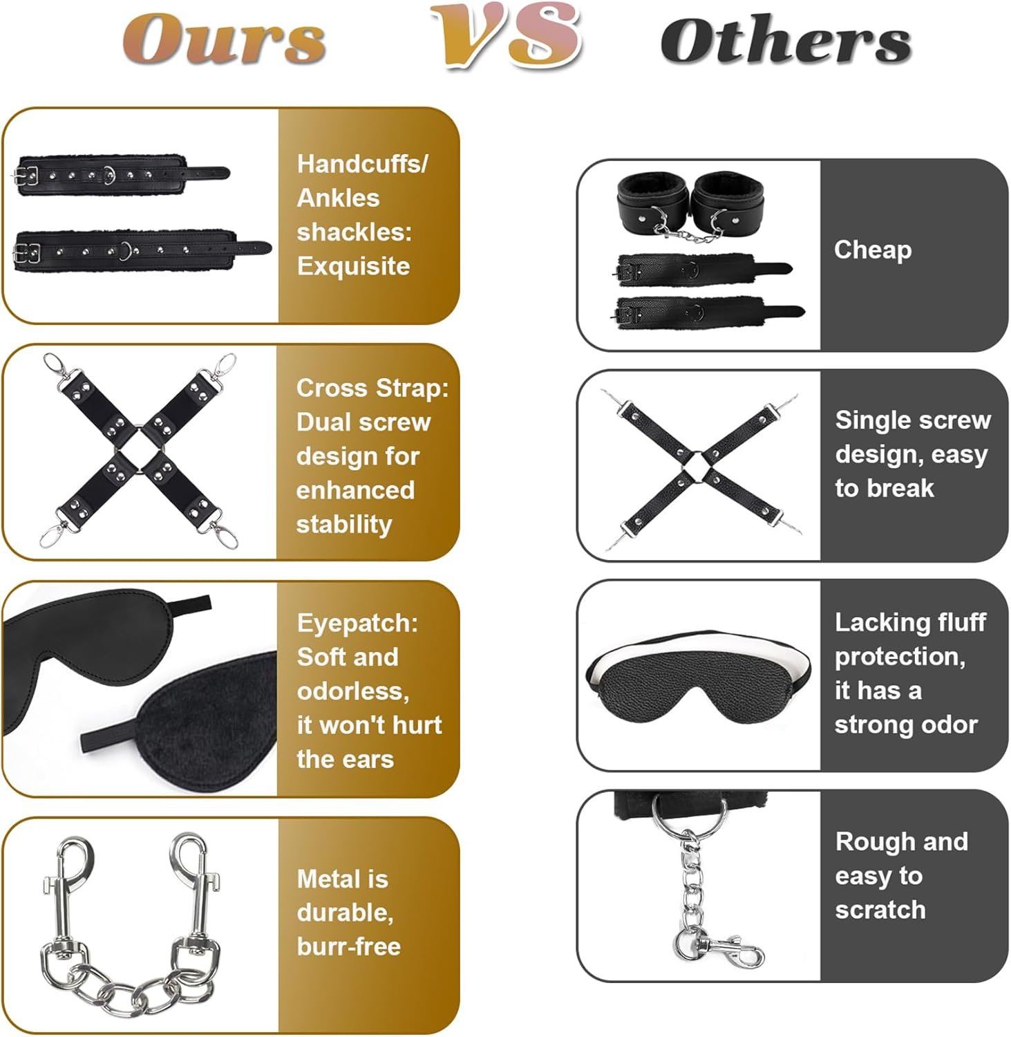 BDSM Kit Sex Bondage Restraints Toys: Upgrade 11PCS Sets with Adjustable Handcuffs Collar Ankle Cuff Blindfold Feather Tickler Adult Games Sex Toys for Men Women and Couples Foreplay Black - Image 6