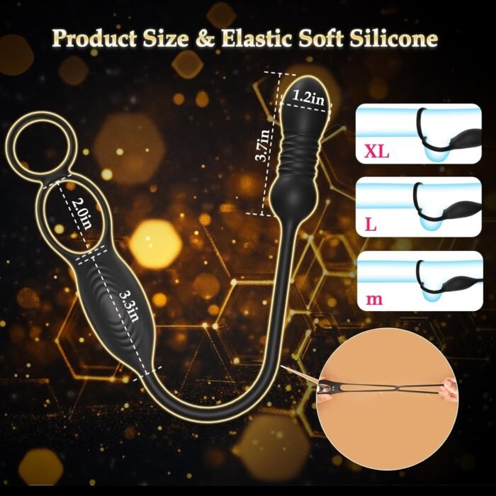 Thrusting Prostate Massager Anal Sex Toy with Vibrating Cock Ring Taint Testicle Stimulator, Remote Control APP Anal Butt Plug Dildo, Penis Ring Vibrator for Men, HNNPY Couples Male Adult Sex Toys - Image 7