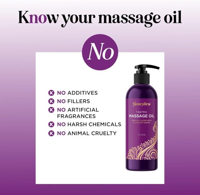 Lavender Massage Oil for Couples Relaxation - Non Greasy Non Staining Irresistibly Silky Full Body Massage Oil for Massage Therapy with Lavender Essential Oil - Therapeutic Grade Non GMO and Vegan - Image 3