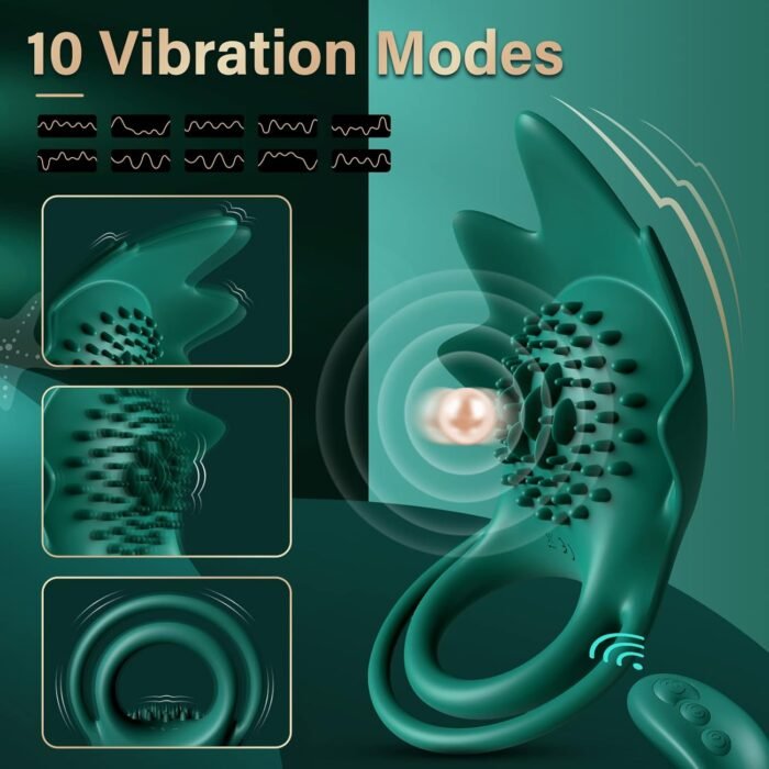Vibrating Cock Ring Sex Toys - Penis Ring Sex Toy Vibrator with 10 Vibration Modes & USB Rechargeable, Silicone Adult Sex Toys for Men, G spot Clitoral Vibrator for Woman Couple, Adult Toys & Games - Image 3